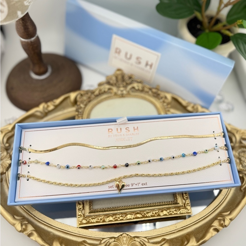 Rush by Denis & Charles 3-Piece Gold Anklet Set